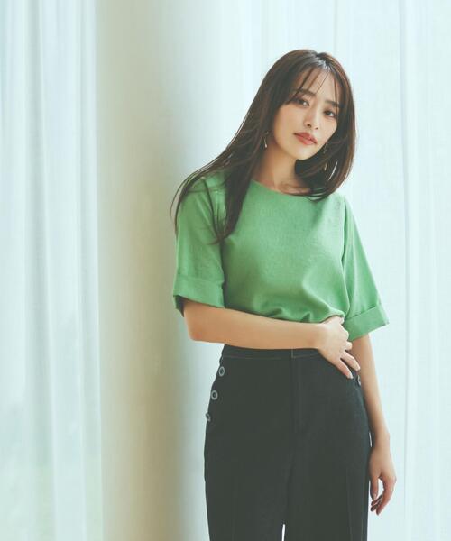 THE SHOP TK （ザ ショップ ティーケー ）の「麻調ブラウス【シワになりにくい/洗える】（シャツ/ブラウス・レディース・グリーン/スミクロ/ベージュ/オレンジ/アイボリー系2・12/13）」の8枚目の写真