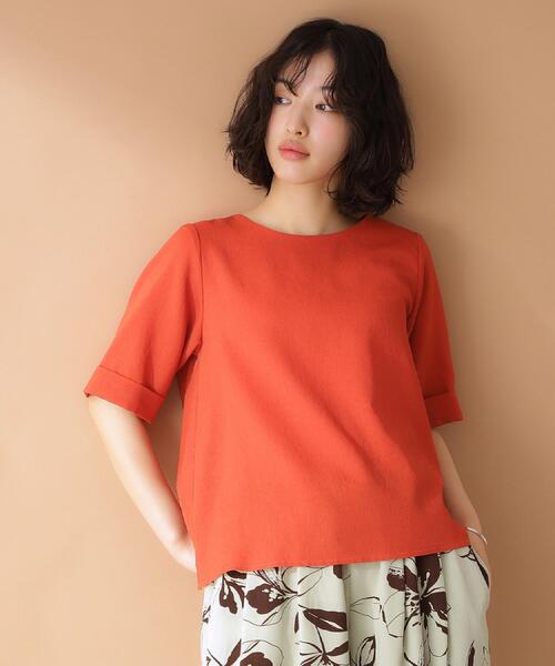 THE SHOP TK （ザ ショップ ティーケー ）の「麻調ブラウス【シワになりにくい/洗える】（シャツ/ブラウス・レディース・グリーン/スミクロ/ベージュ/オレンジ/アイボリー系2・12/13）」の9枚目の写真