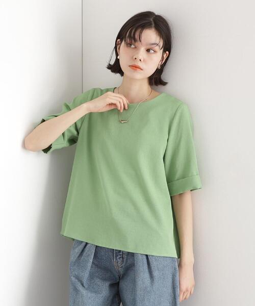 THE SHOP TK （ザ ショップ ティーケー ）の「麻調ブラウス【シワになりにくい/洗える】（シャツ/ブラウス・レディース・グリーン/スミクロ/ベージュ/オレンジ/アイボリー系2・12/13）」の15枚目の写真