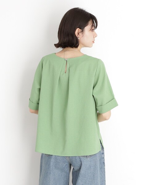 THE SHOP TK （ザ ショップ ティーケー ）の「麻調ブラウス【シワになりにくい/洗える】（シャツ/ブラウス・レディース・グリーン/スミクロ/ベージュ/オレンジ/アイボリー系2・12/13）」の16枚目の写真
