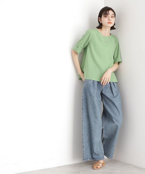 THE SHOP TK （ザ ショップ ティーケー ）の「麻調ブラウス【シワになりにくい/洗える】（シャツ/ブラウス・レディース・グリーン/スミクロ/ベージュ/オレンジ/アイボリー系2・12/13）」の17枚目の写真