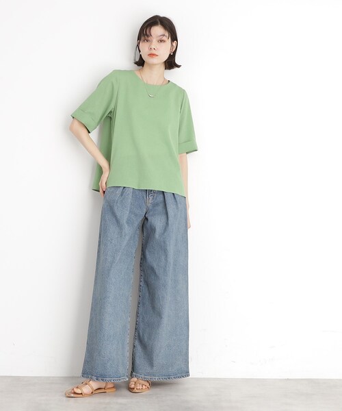 THE SHOP TK （ザ ショップ ティーケー ）の「麻調ブラウス【シワになりにくい/洗える】（シャツ/ブラウス・レディース・グリーン/スミクロ/ベージュ/オレンジ/アイボリー系2・12/13）」の18枚目の写真