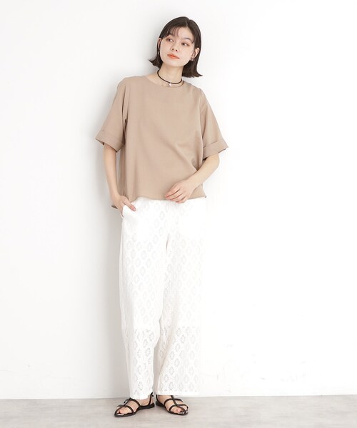 THE SHOP TK （ザ ショップ ティーケー ）の「麻調ブラウス【シワになりにくい/洗える】（シャツ/ブラウス・レディース・グリーン/スミクロ/ベージュ/オレンジ/アイボリー系2・12/13）」の22枚目の写真