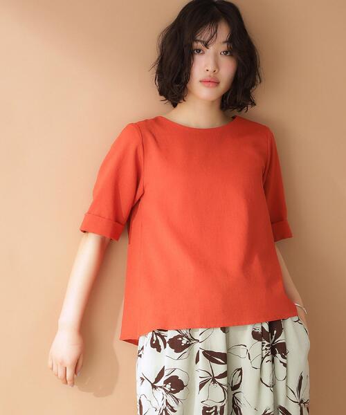 THE SHOP TK （ザ ショップ ティーケー ）の「麻調ブラウス【シワになりにくい/洗える】（シャツ/ブラウス・レディース・グリーン/スミクロ/ベージュ/オレンジ/アイボリー系2・12/13）」の6枚目の写真