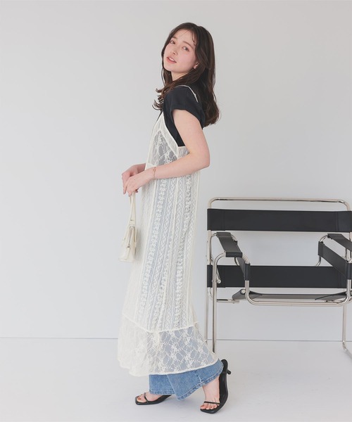 titivate(ティティベイト)の「レースパッチワークキャミワンピース(ワンピース・レディース・アイボリー/ブラック・M)」の6枚目の写真