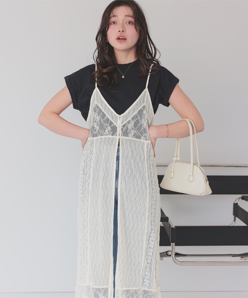 titivate(ティティベイト)の「レースパッチワークキャミワンピース(ワンピース・レディース・アイボリー/ブラック・M)」の8枚目の写真