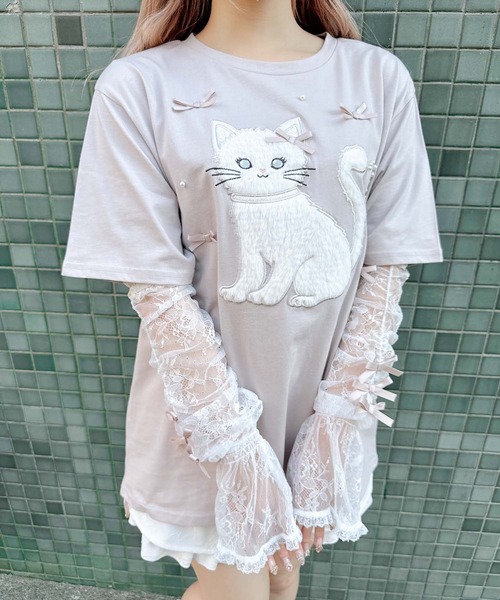 ROJITA アームウオーマー付き Ribbon Cat Tシャツ アームウオーマー付き Ribbon Cat Tシャツ | Rlab store