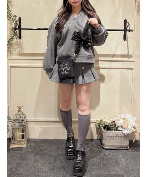 Maison de FLEUR(メゾンドフルール)の「チュールハンドルラインストーンポシェット(ショルダーバッグ・レディース・ピンク/ブラック・FREE)」の15枚目の写真