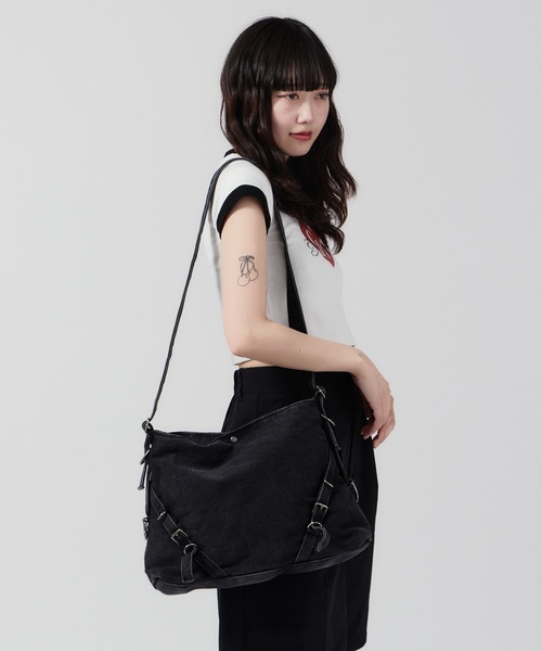 セール】Belt Design Denim Shoulder Bag / ベルトデザイン デニム