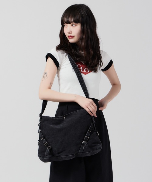 セール】Belt Design Denim Shoulder Bag / ベルトデザイン デニム