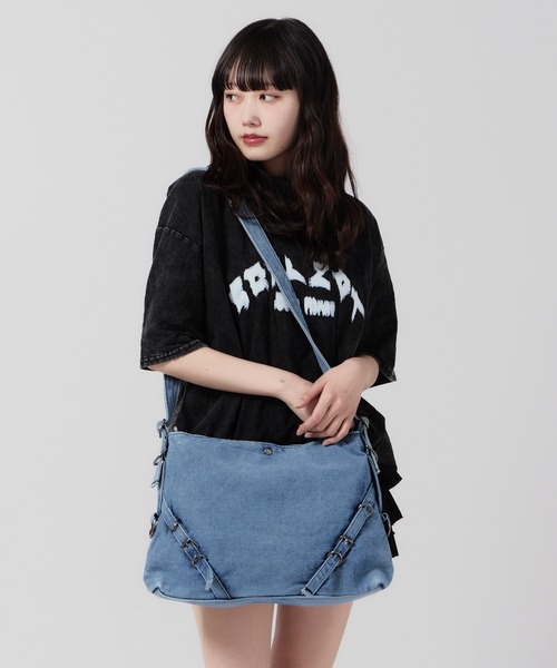 セール】Belt Design Denim Shoulder Bag / ベルトデザイン デニム
