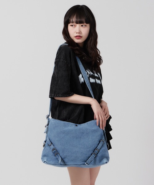 セール】Belt Design Denim Shoulder Bag / ベルトデザイン デニム