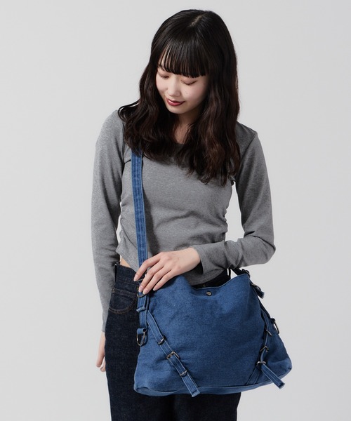 セール】Belt Design Denim Shoulder Bag / ベルトデザイン デニム