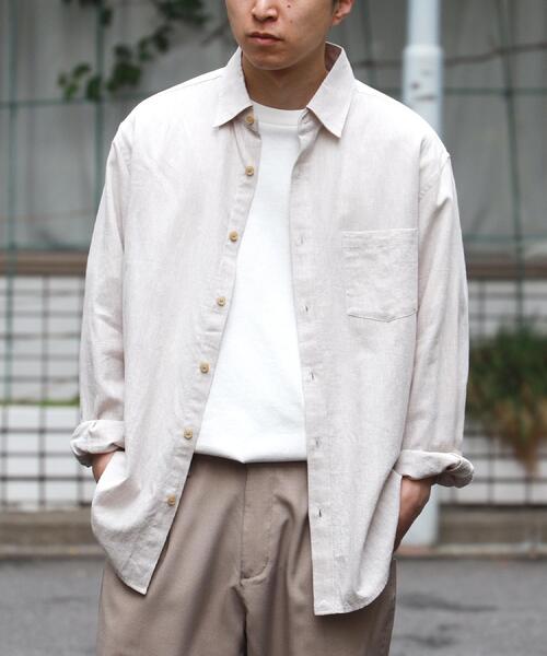 BACK NUMBER(バックナンバー)の「BACK NUMBER(バックナンバー)【メンズ】綿麻レギュラーシャツ(シャツ/ブラウス・メンズ・ブラウン/ベージュ/ネイビー/サックスブルー/オフホワイト/ダークグレー・S/XL/L/M)」の10枚目の写真