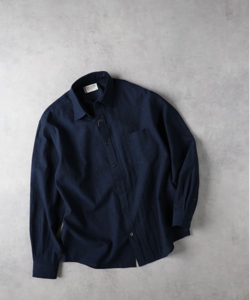 BACK NUMBER（バックナンバー）の「【BACK NUMBER】綿麻レギュラーシャツ（シャツ/ブラウス・メンズ・ブラウン/ベージュ/ネイビー/サックスブルー/オフホワイト/ダークグレー・S/XL/L/M）」の9枚目の写真