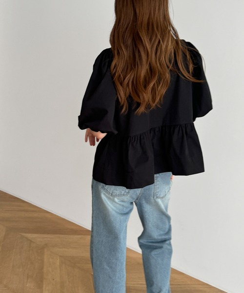 CANAL JEAN（キャナルジーン）の「diggity　パフスリーブブラウス（シャツ/ブラウス・レディース・ホワイト/ブラック・ONE SIZE）」の7枚目の写真