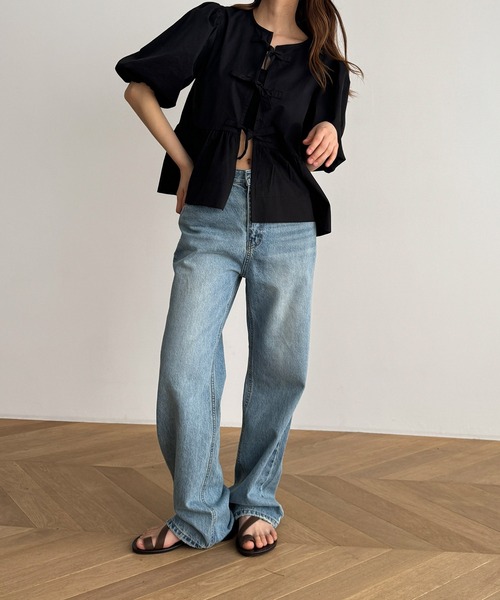 CANAL JEAN（キャナルジーン）の「diggity　パフスリーブブラウス（シャツ/ブラウス・レディース・ホワイト/ブラック・ONE SIZE）」の8枚目の写真