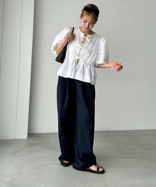 CANAL JEAN（キャナルジーン）の「diggity　パフスリーブブラウス（シャツ/ブラウス・レディース・ホワイト/ブラック・ONE SIZE）」の5枚目の写真