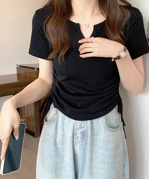 HALEY PESCA(ヘーリーペスカ)の「HALEY PESCA/シンプルサイドシャーリングTシャツ(Tシャツ/カットソー・レディース・ホワイト/ブラック/グレー/ピンク・MEDIUM/LARGE/X-LARGE)」の6枚目の写真