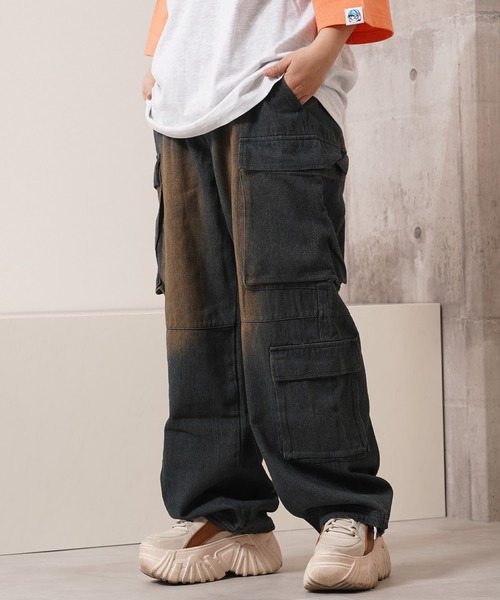 オーバーダイ ダブルポケット デニムカーゴパンツ / Overdyed double