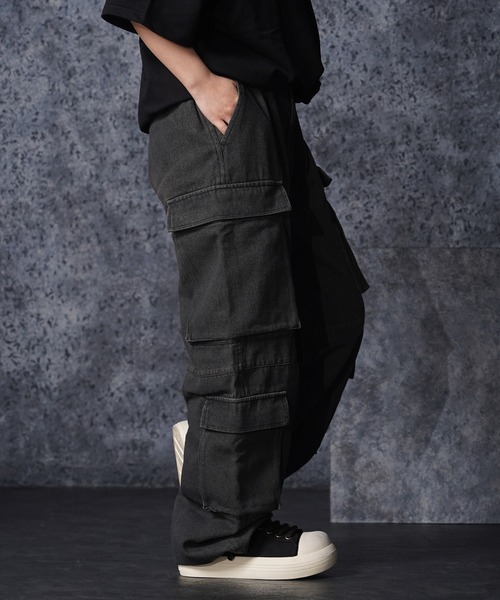 オーバーダイ ダブルポケット デニムカーゴパンツ / Overdyed double