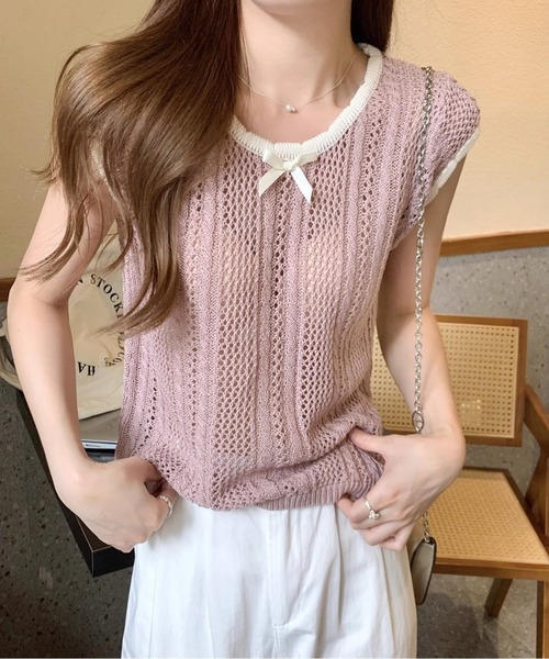 トップス s_07nt aquagarage ニットタンクトップ レディース 太ストラップ 春 夏