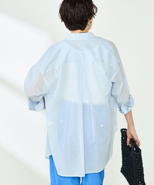 NOLLEY’S(ノーリーズ)の「◇【WEB限定】MY STANDARD シアーシャツ(シャツ/ブラウス・レディース・イエロー/サックスブルー/ブルー系その他3/ネイビー・FREE)」の6枚目の写真