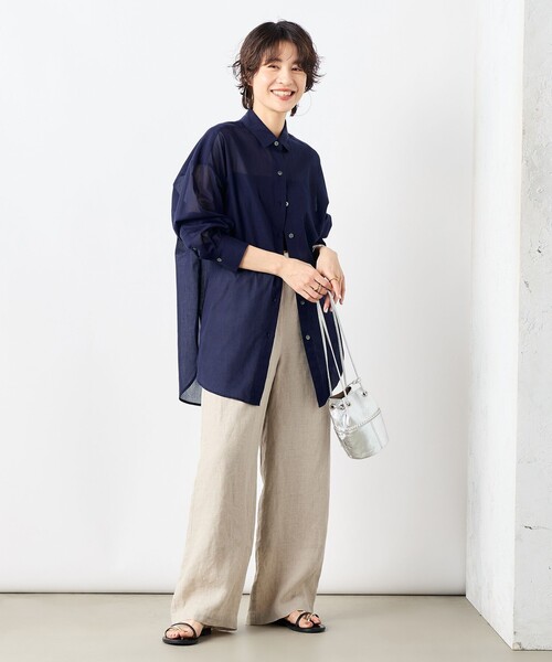 NOLLEY’S(ノーリーズ)の「◇【WEB限定】MY STANDARD シアーシャツ(シャツ/ブラウス・レディース・イエロー/サックスブルー/ブルー系その他3/ネイビー・FREE)」の8枚目の写真