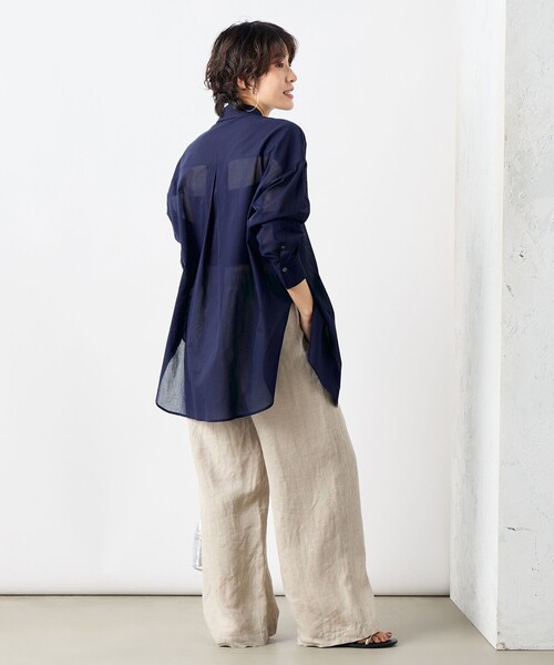 NOLLEY’S(ノーリーズ)の「◇【WEB限定】MY STANDARD シアーシャツ(シャツ/ブラウス・レディース・イエロー/サックスブルー/ブルー系その他3/ネイビー・FREE)」の9枚目の写真