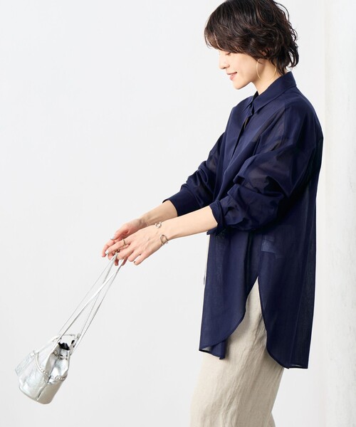 NOLLEY’S(ノーリーズ)の「◇【WEB限定】MY STANDARD シアーシャツ(シャツ/ブラウス・レディース・イエロー/サックスブルー/ブルー系その他3/ネイビー・FREE)」の11枚目の写真