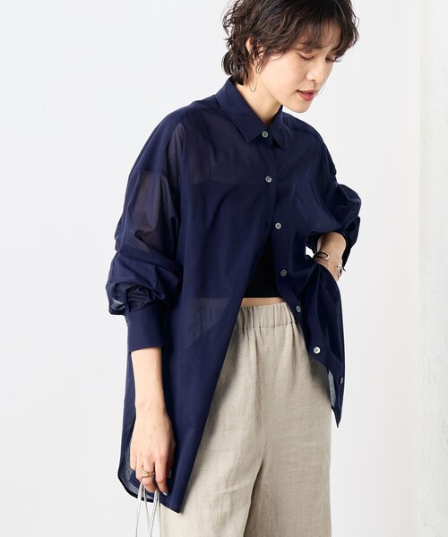 シーマリー cccmalie 長袖シアーシャツ　ネイビー シーマリー cccmalie シャツ ネイビー サイズ：Free : カインドオル