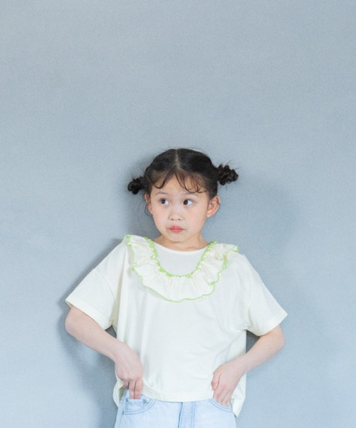 LOWRYS FARM(ローリーズファーム)の「2WAYフリルプルオーバー 450506(Tシャツ/カットソー・キッズ・ブラック/アイボリー/ピンク/ブルー・130cm/150cm/110cm/140cm/120cm)」の15枚目の写真