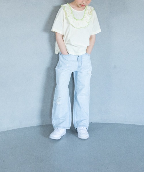 LOWRYS FARM(ローリーズファーム)の「2WAYフリルプルオーバー 450506(Tシャツ/カットソー・キッズ・ブラック/アイボリー/ピンク/ブルー・130cm/150cm/110cm/140cm/120cm)」の12枚目の写真