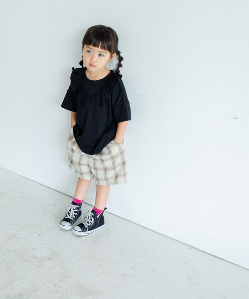 LOWRYS FARM(ローリーズファーム)の「2WAYフリルプルオーバー 450506(Tシャツ/カットソー・キッズ・ブラック/アイボリー/ピンク/ブルー・130cm/150cm/110cm/140cm/120cm)」の6枚目の写真