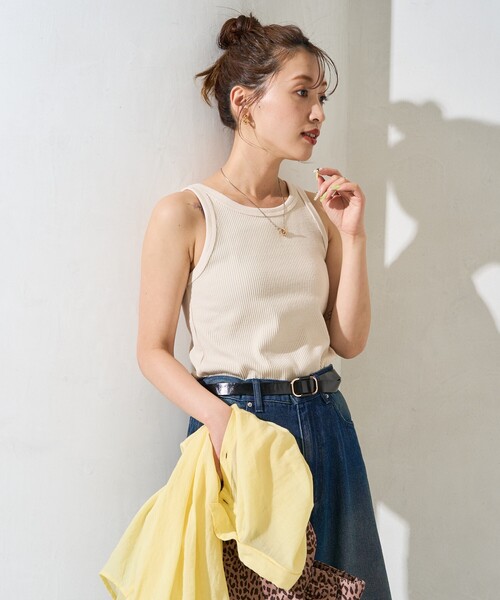 FREAK'S STORE（フリークスストア）の「限定展開　リンガ－ リブ タンクトップ（タンクトップ・レディース・グレー/ナチュラル/ブラック/ブラウン/その他13・ﾌﾘ-）」の4枚目の写真