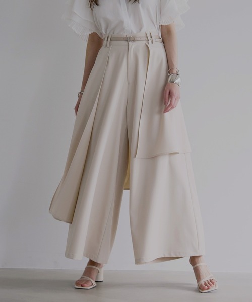 MIELI INVARIANT（ミエリインヴァリアント）の「Wrap Layer Asymmetry Pants（その他パンツ・レディース・ブラック/ブラウン系/ベージュ系・SMALL/MEDIUM）」の3枚目の写真