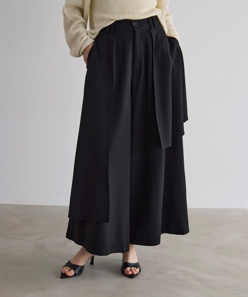 MIELI INVARIANT（ミエリインヴァリアント）の「Wrap Layer Asymmetry Pants（その他パンツ・レディース・ブラック/ブラウン系/ベージュ系・SMALL/MEDIUM）」の2枚目の写真