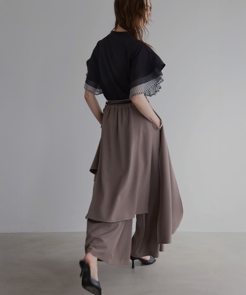 MIELI INVARIANT（ミエリインヴァリアント）の「Wrap Layer Asymmetry Pants（その他パンツ・レディース・ブラック/ブラウン系/ベージュ系・SMALL/MEDIUM）」の9枚目の写真