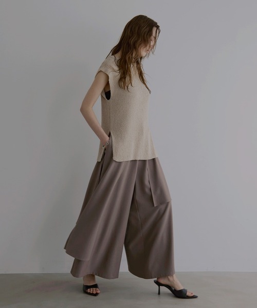 MIELI INVARIANT（ミエリインヴァリアント）の「Wrap Layer Asymmetry Pants（その他パンツ・レディース・ブラック/ブラウン系/ベージュ系・SMALL/MEDIUM）」の10枚目の写真
