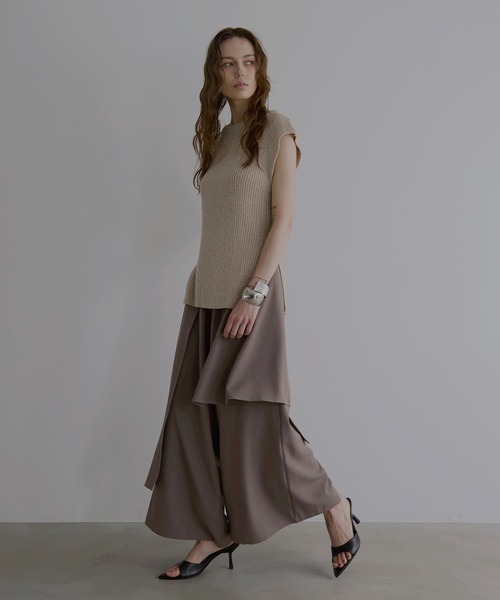 MIELI INVARIANT（ミエリインヴァリアント）の「Wrap Layer Asymmetry Pants（その他パンツ・レディース・ブラック/ブラウン系/ベージュ系・SMALL/MEDIUM）」の11枚目の写真