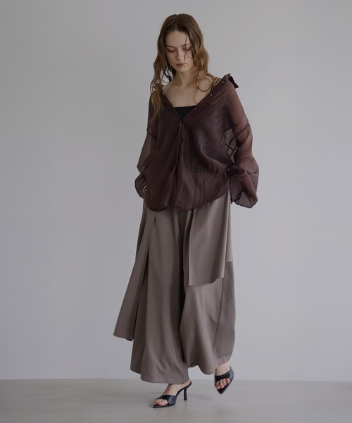 MIELI INVARIANT（ミエリインヴァリアント）の「Wrap Layer Asymmetry Pants（その他パンツ・レディース・ブラック/ブラウン系/ベージュ系・SMALL/MEDIUM）」の14枚目の写真