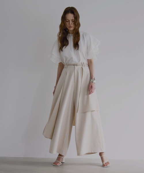 MIELI INVARIANT（ミエリインヴァリアント）の「Wrap Layer Asymmetry Pants（その他パンツ・レディース・ブラック/ブラウン系/ベージュ系・SMALL/MEDIUM）」の15枚目の写真