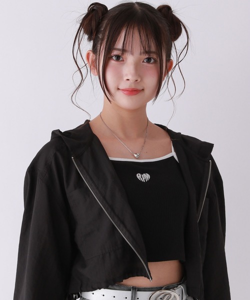 repipi armario（レピピ アルマリオ）の「ハートシシュウショートキャミ（キャミソール・キッズ・レッド系その他/ブラック/オレンジ系その他・MEDIUM/SMALL/LARGE）」の2枚目の写真