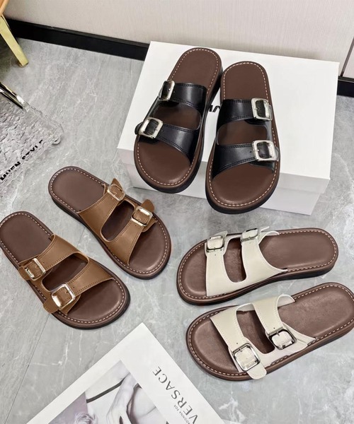 shoes365(シューズスリーシックスファイヴ)の「ダブルバックルサンダル (SS)(サンダル・レディース・オフホワイト/ブラウン/ブラック・22.5cm/23.5cm/24.5cm/23.0cm/24.0cm/25.0cm)」の6枚目の写真