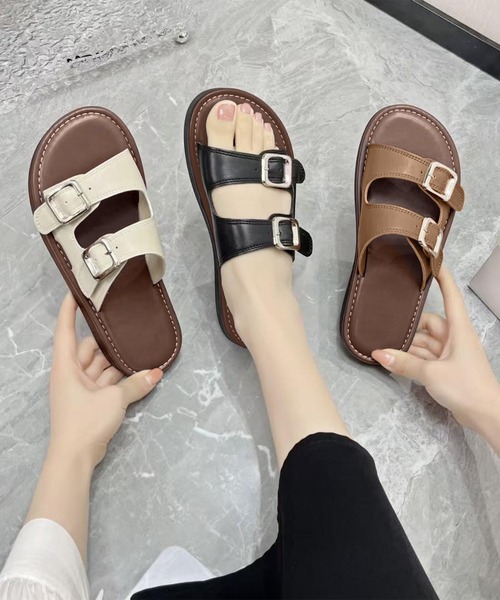 shoes365(シューズスリーシックスファイヴ)の「ダブルバックルサンダル (SS)(サンダル・レディース・オフホワイト/ブラウン/ブラック・22.5cm/23.5cm/24.5cm/23.0cm/24.0cm/25.0cm)」の7枚目の写真
