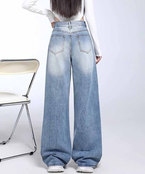 shoppinggo(ショッピングゴー)の「デニムパンツ レディース ワイドパンツ(デニムパンツ・レディース・ブルー系その他2/ライトブルー・L/M)」の9枚目の写真