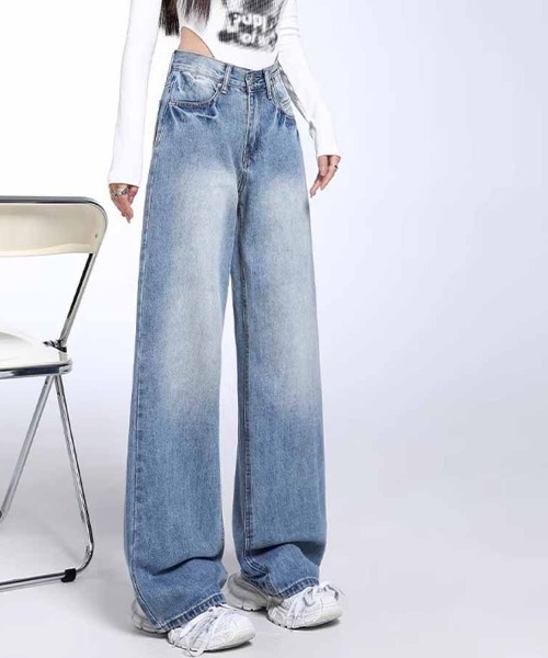 shoppinggo(ショッピングゴー)の「デニムパンツ レディース ワイドパンツ(デニムパンツ・レディース・ブルー系その他2/ライトブルー・L/M)」の8枚目の写真