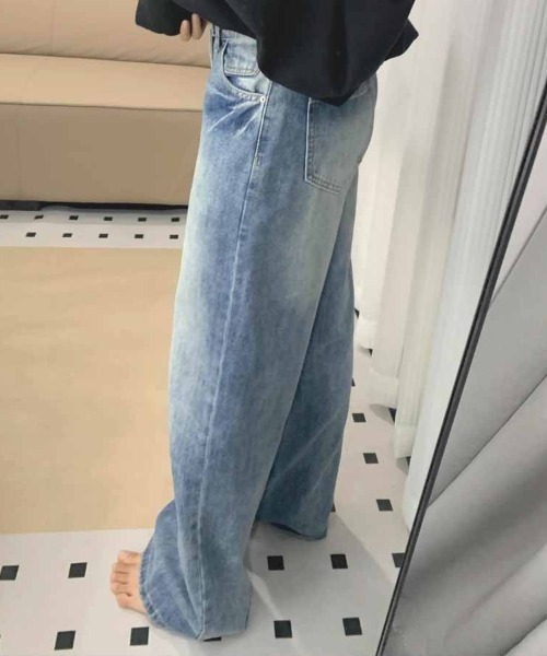 shoppinggo(ショッピングゴー)の「デニムパンツ レディース ワイドパンツ(デニムパンツ・レディース・ブルー系その他2/ライトブルー・L/M)」の3枚目の写真