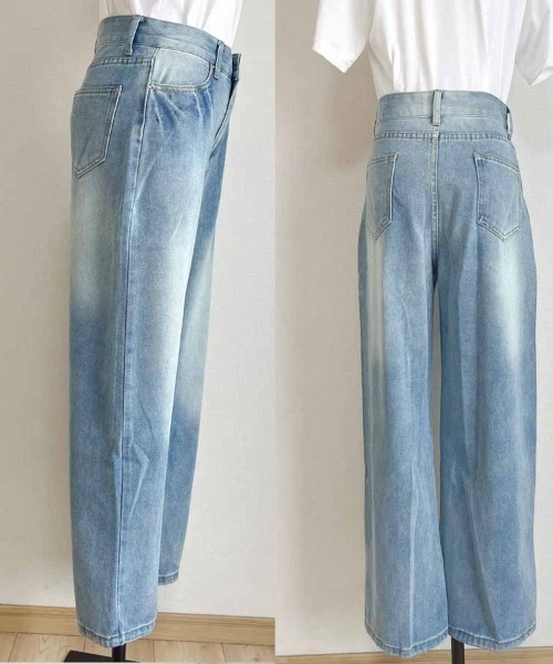 セール】デニムパンツ レディース ワイドパンツ（デニムパンツ