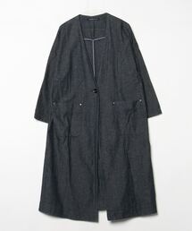 未使用品✨アーバンリサーチ　ノーカラーVネック　ベルテッドリバーコート　ブルー青 美品】アーバンリサーチ ノーカラーVネック ベルテッドリバー